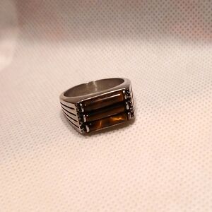 The "GENTLEMEN'S" Ring: Tiger Eye set in Stainless Steel